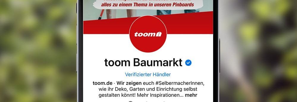 Screenshot des Pinterest-Profils von toom Baumarkt